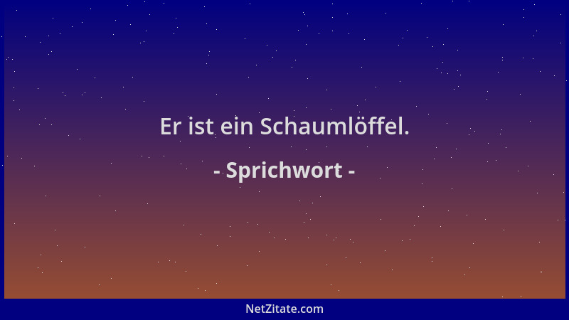 Sprichwort - Er ist ein Schaumlöffel....