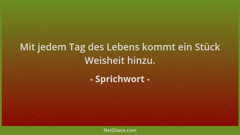 Sprichwort - Mit jedem Tag des Lebens kommt ein Stück Weisheit hinzu....