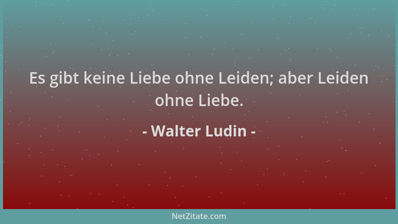 Walter Ludin - Es gibt keine Liebe ohne Leiden; aber Leiden ohne Liebe....