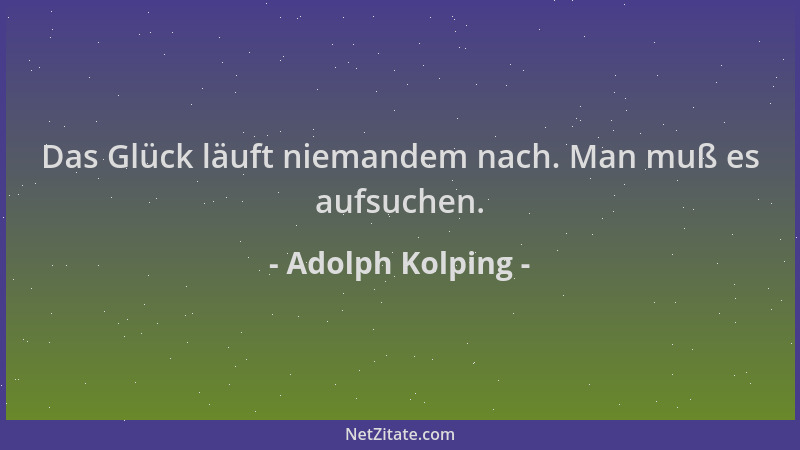 Adolph Kolping - Das Glück läuft niemandem nach. Man muß es aufsuchen....
