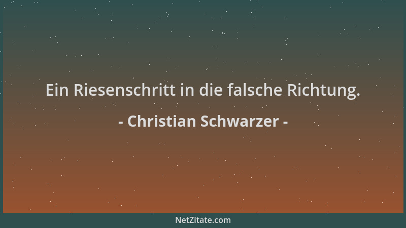 Christian Schwarzer - Ein Riesenschritt in die falsche Richtung....