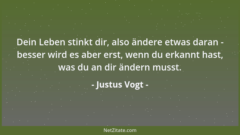 Justus Vogt - Dein Leben stinkt dir, also ändere etwas daran - besser wird es aber erst, wenn du erkannt hast, was du an di...