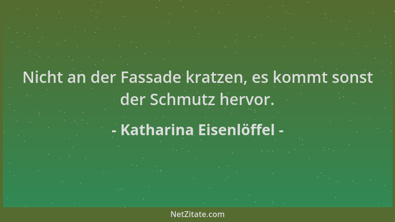 Katharina Eisenlöffel - Nicht an der Fassade kratzen, es kommt sonst der Schmutz hervor....