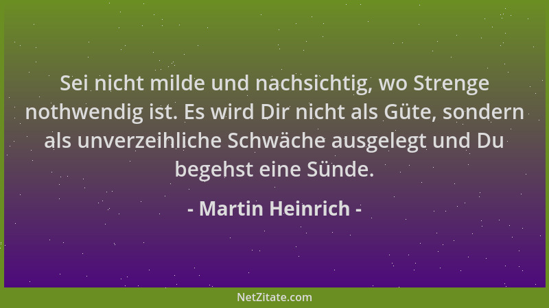 Martin Heinrich - Sei nicht milde und nachsichtig, wo Strenge nothwendig ist. Es wird Dir nicht als Güte, sondern als unver...