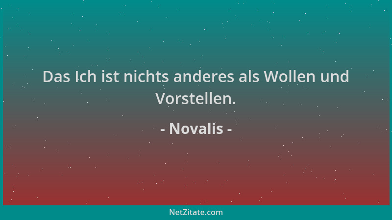 Novalis - Das Ich ist nichts anderes als Wollen und Vorstellen....