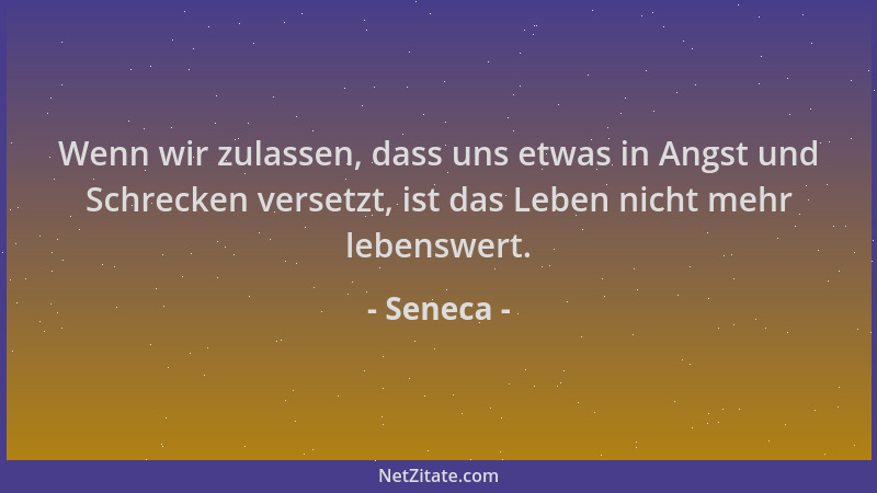 Seneca - Wenn wir zulassen, dass uns etwas in Angst und Schrecken versetzt, ist das Leben nicht mehr lebenswert....