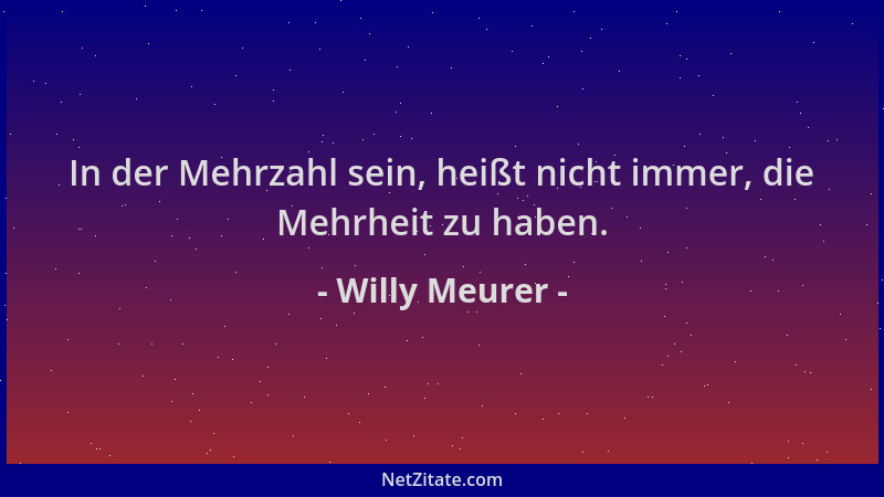 Willy Meurer - In der Mehrzahl sein, heißt nicht immer, die Mehrheit zu haben....