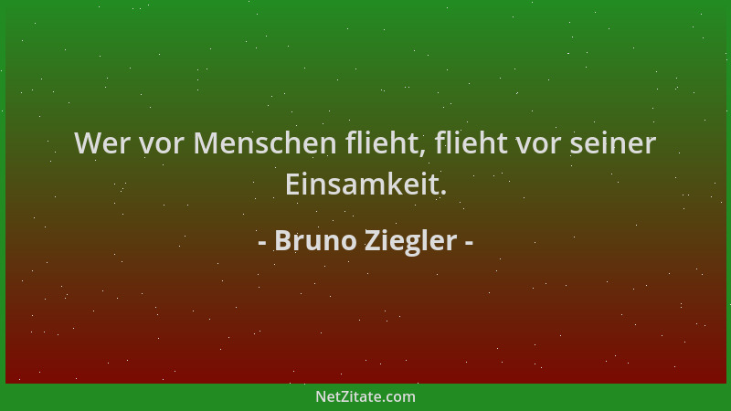 Bruno Ziegler - Wer vor Menschen flieht, flieht vor seiner Einsamkeit....