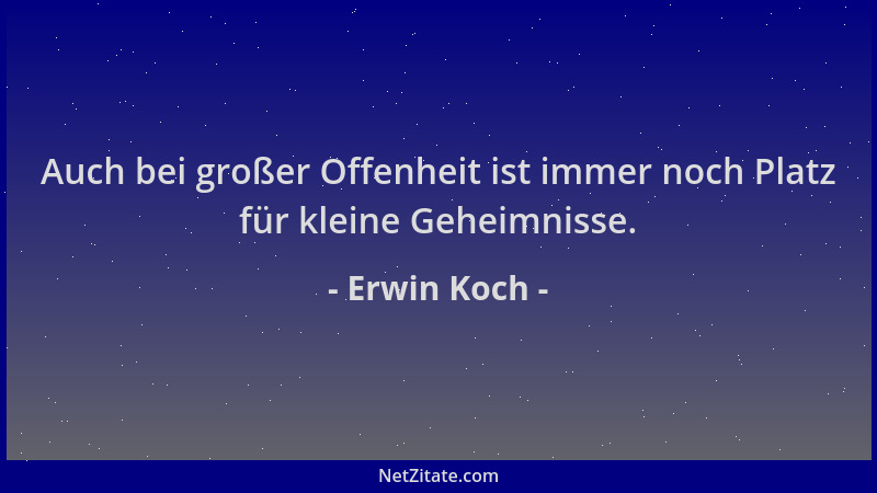 Erwin Koch - Auch bei großer Offenheit ist immer noch Platz für kleine Geheimnisse....