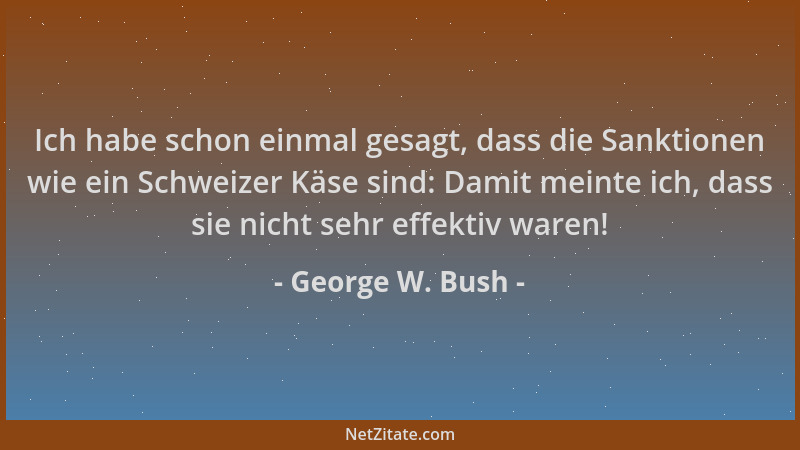 George W. Bush - Ich habe schon einmal gesagt, dass die Sanktionen wie ein Schweizer Käse sind: Damit meinte ich, dass sie...