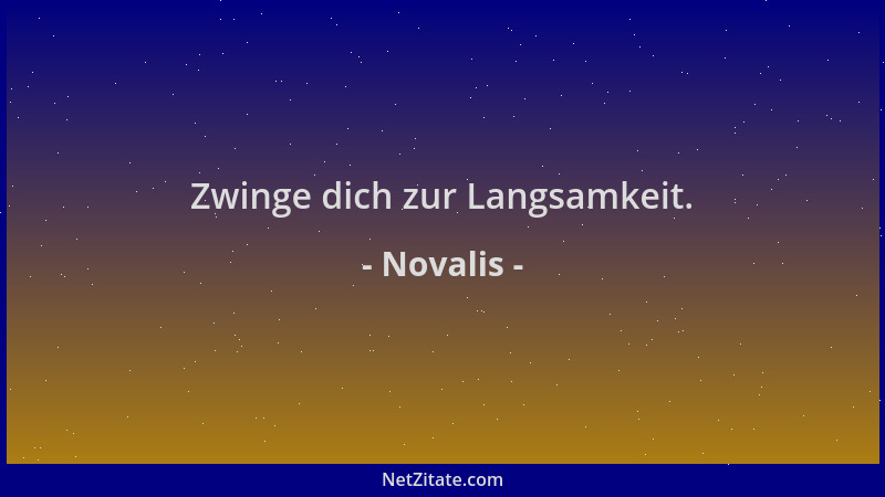 Novalis - Zwinge dich zur Langsamkeit....
