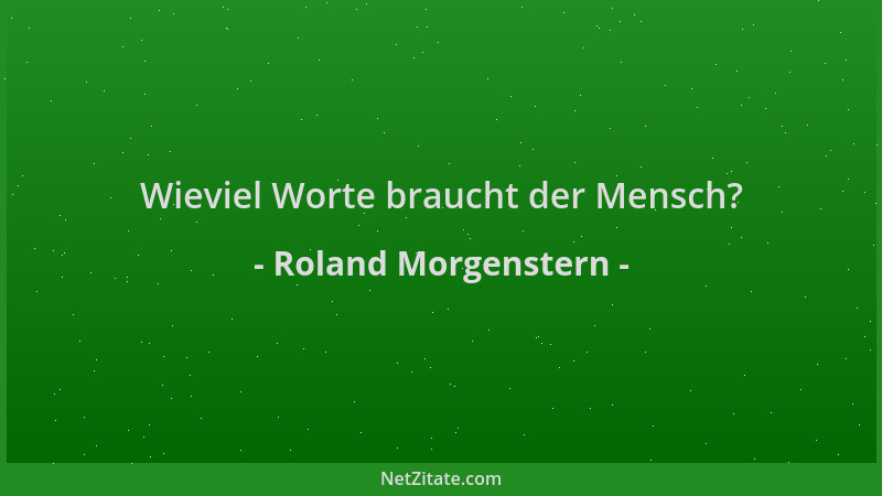 Roland Morgenstern - Wieviel Worte braucht der Mensch?...