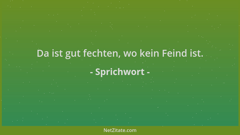 Sprichwort - Da ist gut fechten, wo kein Feind ist....