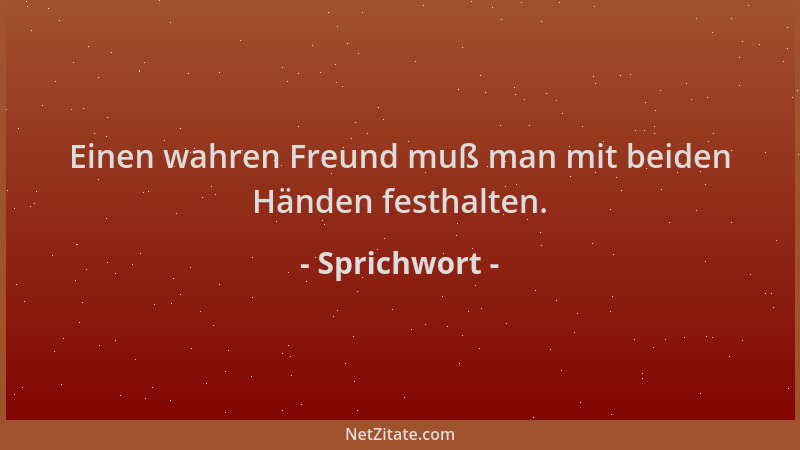 Sprichwort - Einen wahren Freund muß man mit beiden Händen festhalten....