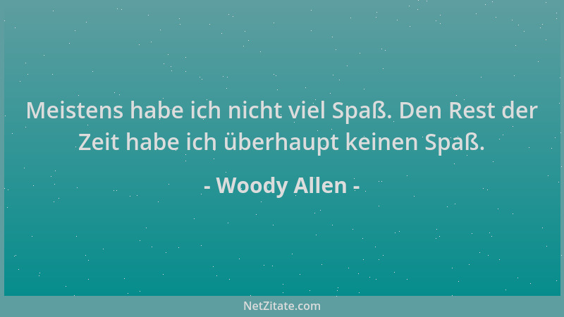 Woody Allen - Meistens habe ich nicht viel Spaß. Den Rest der Zeit habe ich überhaupt keinen Spaß....