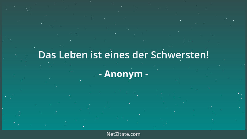 Anonym - Das Leben ist eines der Schwersten!...