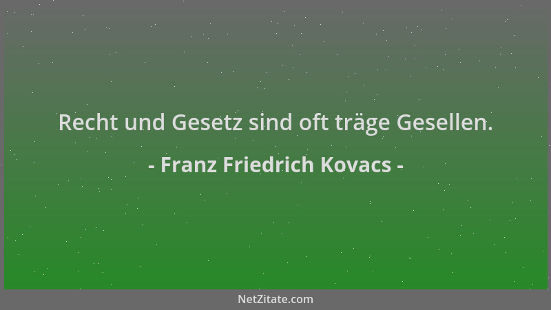 Franz Friedrich Kovacs - Recht und Gesetz sind oft träge Gesellen....