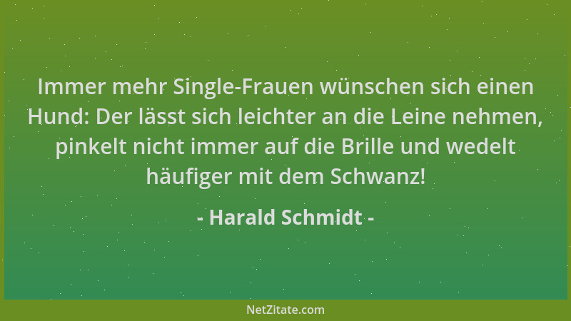 Harald Schmidt - Immer mehr Single-Frauen wünschen sich einen Hund: Der lässt sich leichter an die Leine nehmen, pinkelt ni...