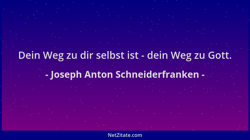 Joseph Anton Schneiderfranken - Dein Weg zu dir selbst ist - dein Weg zu Gott....