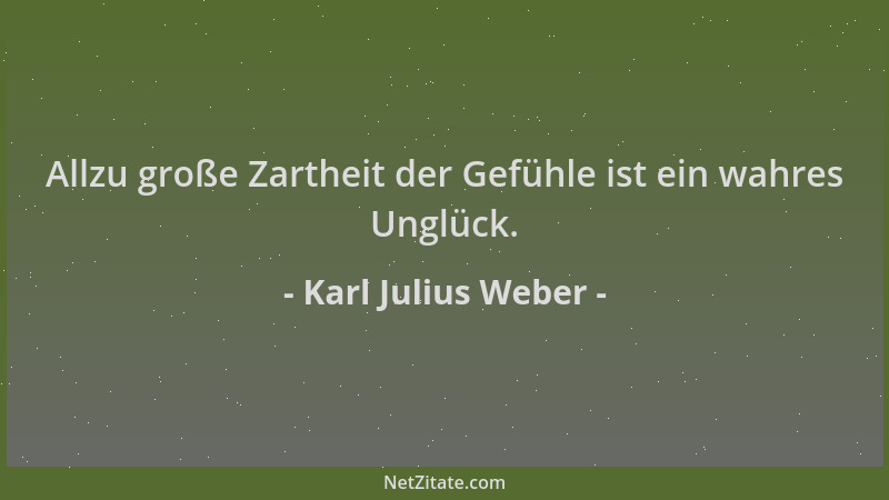 Karl Julius Weber - Allzu große Zartheit der Gefühle ist ein wahres Unglück....