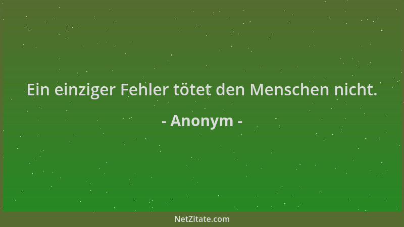 Anonym - Ein einziger Fehler tötet den Menschen nicht....