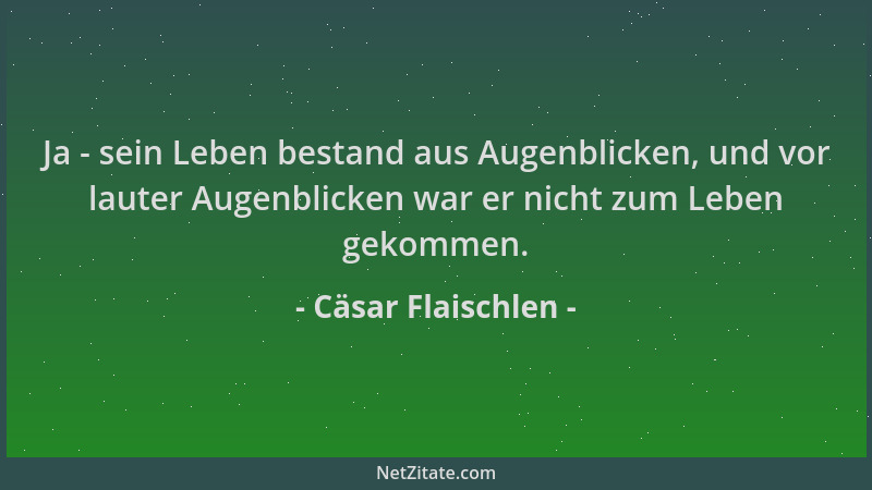 Cäsar Flaischlen - Ja - sein Leben bestand aus Augenblicken, und vor lauter Augenblicken war er nicht zum Leben gekommen....