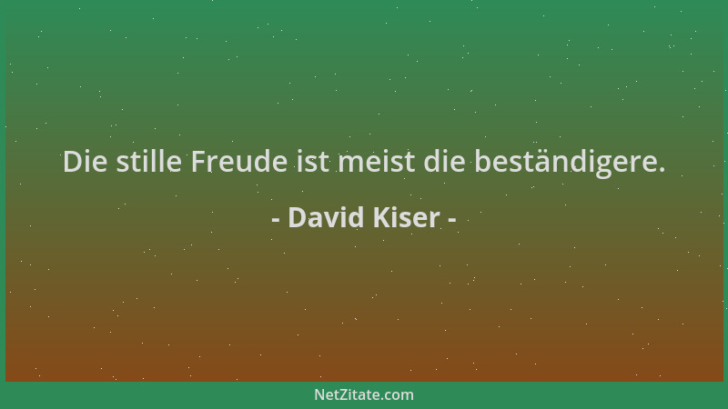 David Kiser - Die stille Freude ist meist die beständigere....