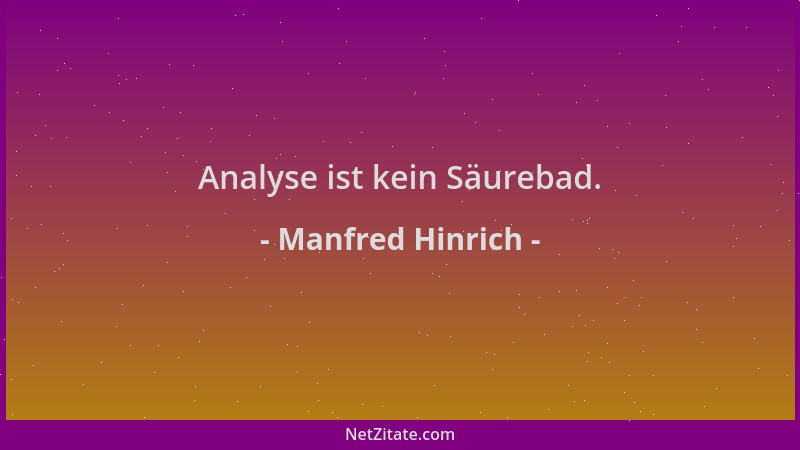Manfred Hinrich - Analyse ist kein Säurebad....