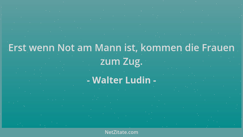 Walter Ludin - Erst wenn Not am Mann ist, kommen die Frauen zum Zug....