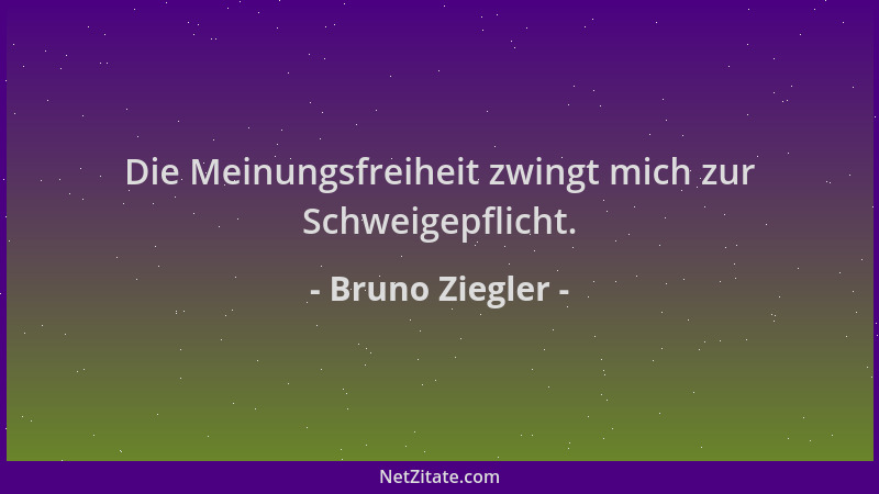 Bruno Ziegler - Die Meinungsfreiheit zwingt mich zur Schweigepflicht....