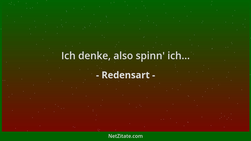 Redensart - Ich denke, also spinn ' ich......