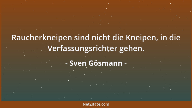 Sven Gösmann - Raucherkneipen sind nicht die Kneipen, in die Verfassungsrichter gehen....