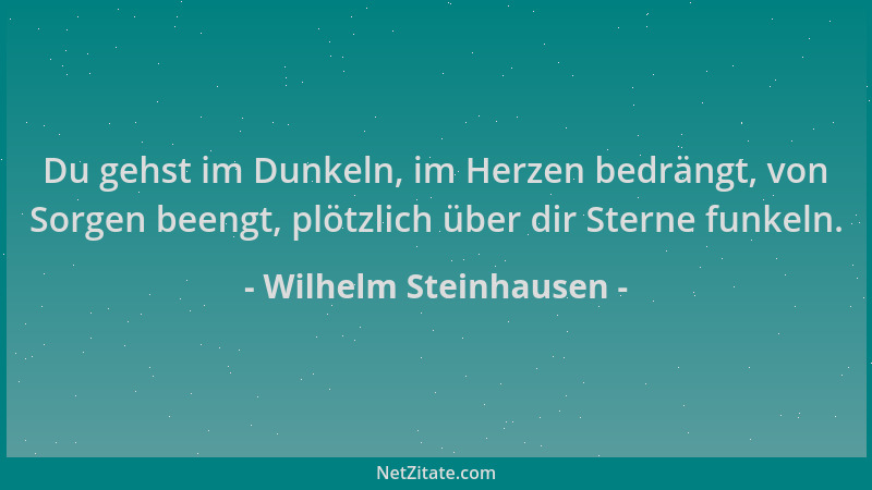 Wilhelm Steinhausen - Du gehst im Dunkeln, im Herzen bedrängt, von Sorgen beengt, plötzlich über dir Sterne funkeln....