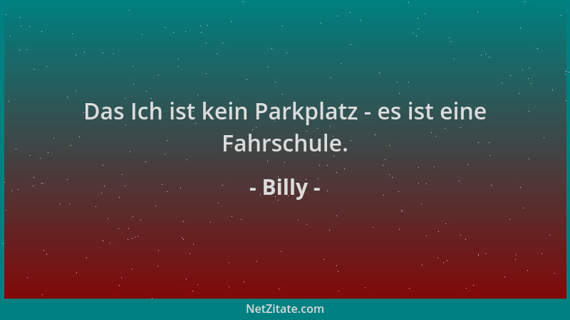 Billy - Das Ich ist kein Parkplatz - es ist eine Fahrschule....