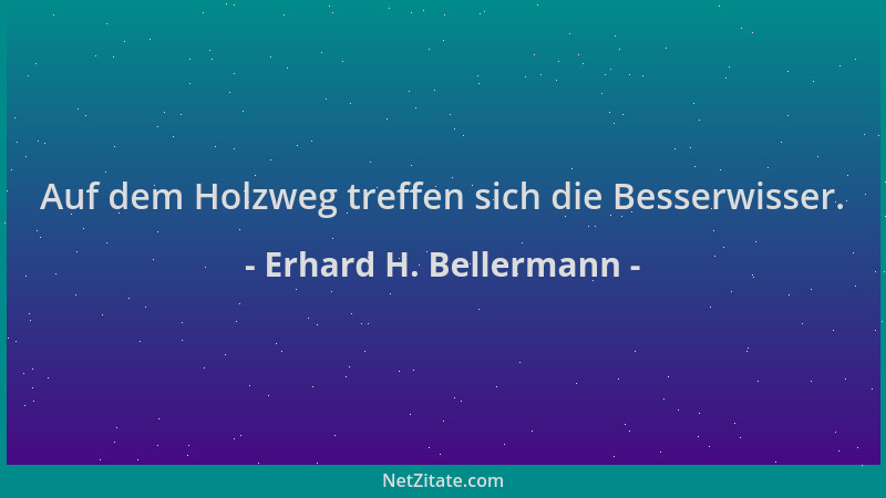 Erhard H. Bellermann - Auf dem Holzweg treffen sich die Besserwisser....