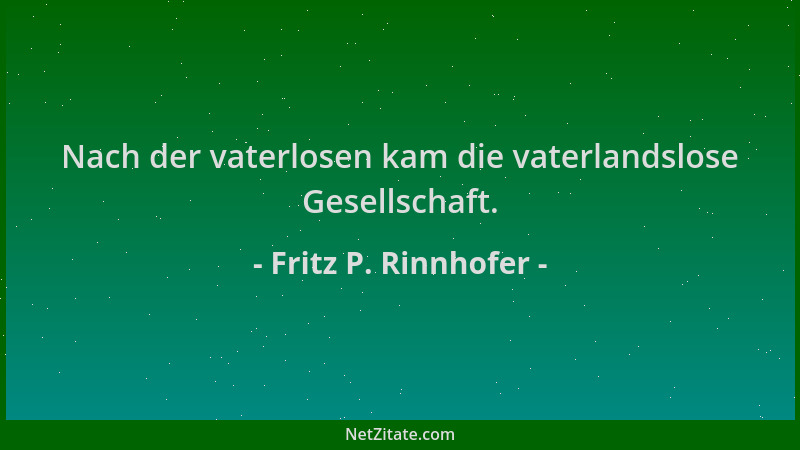 Fritz P. Rinnhofer - Nach der vaterlosen kam die vaterlandslose Gesellschaft....