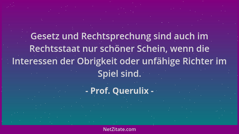 Prof. Querulix - Gesetz und Rechtsprechung sind auch im Rechtsstaat nur schöner Schein, wenn die Interessen der Obrigkeit o...