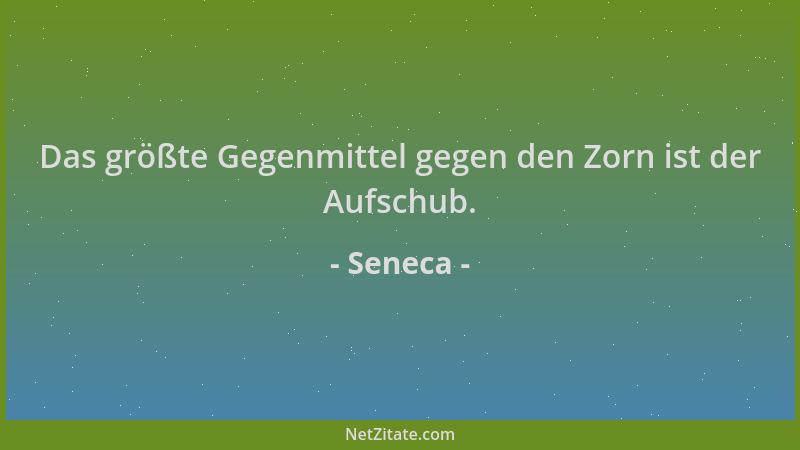 Seneca - Das größte Gegenmittel gegen den Zorn ist der Aufschub....