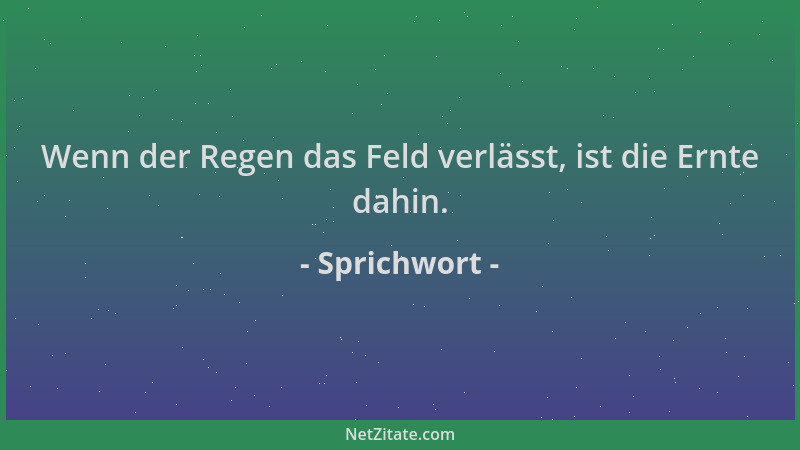 Sprichwort - Wenn der Regen das Feld verlässt, ist die Ernte dahin....