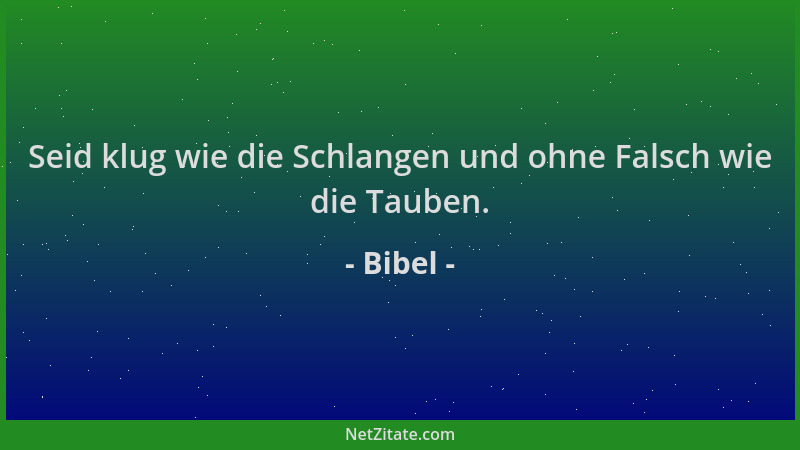 Bibel - Seid klug wie die Schlangen und ohne Falsch wie die Tauben....