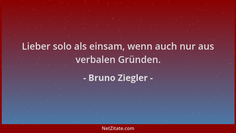 Bruno Ziegler - Lieber solo als einsam, wenn auch nur aus verbalen Gründen....