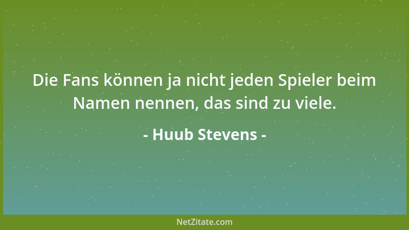 Huub Stevens - Die Fans können ja nicht jeden Spieler beim Namen nennen, das sind zu viele....