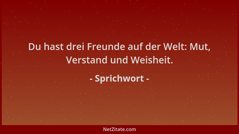 Sprichwort - Du hast drei Freunde auf der Welt: Mut, Verstand und Weisheit....