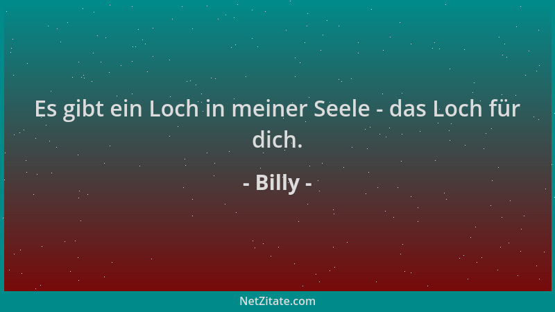 Billy - Es gibt ein Loch in meiner Seele - das Loch für dich....