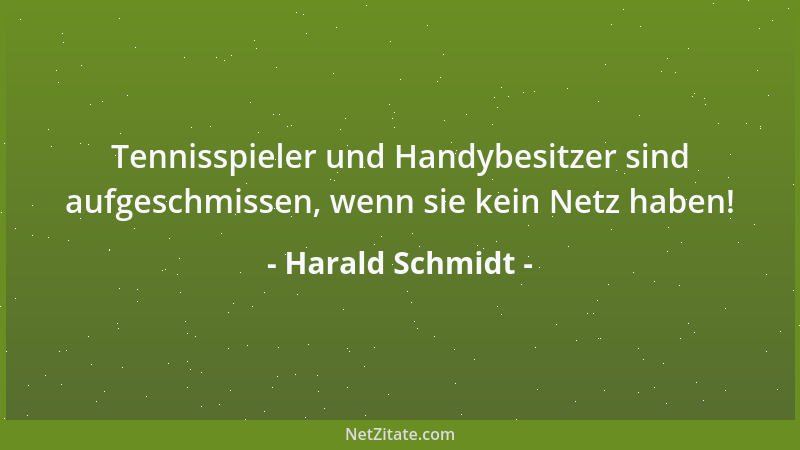 Harald Schmidt - Tennisspieler und Handybesitzer sind aufgeschmissen, wenn sie kein Netz haben!...