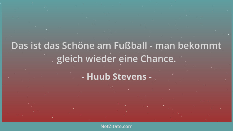 Huub Stevens - Das ist das Schöne am Fußball - man bekommt gleich wieder eine Chance....