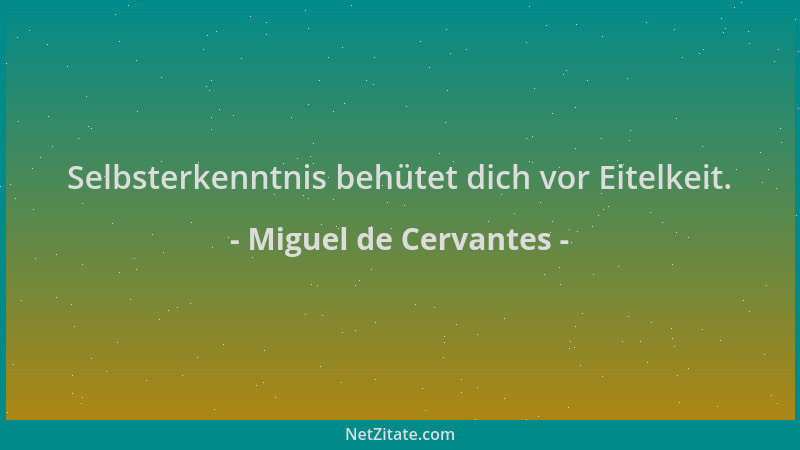 Miguel de Cervantes - Selbsterkenntnis behütet dich vor Eitelkeit....