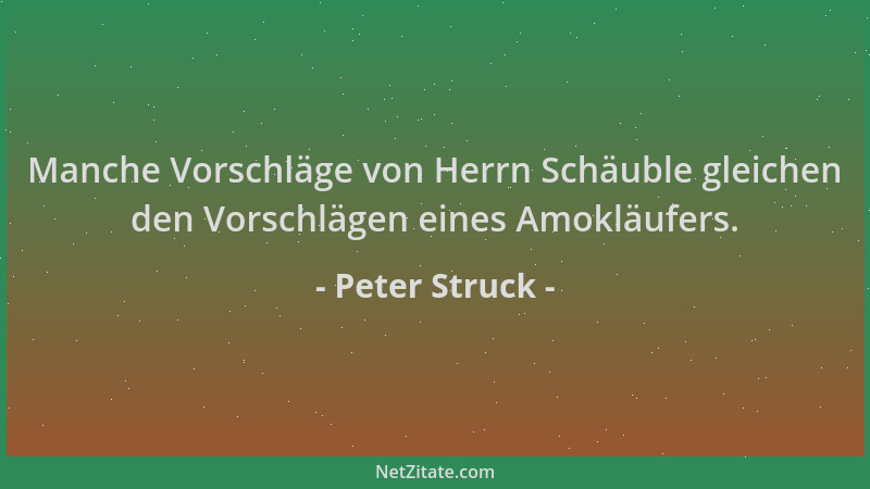 Peter Struck - Manche Vorschläge von Herrn Schäuble gleichen den Vorschlägen eines Amokläufers....