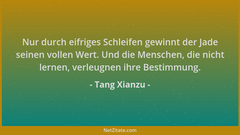 Tang Xianzu - Nur durch eifriges Schleifen gewinnt der Jade seinen vollen Wert. Und die Menschen, die nicht lernen, verleug...