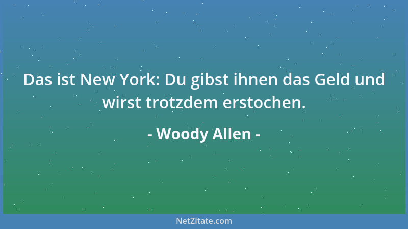 Woody Allen - Das ist New York: Du gibst ihnen das Geld und wirst trotzdem erstochen....